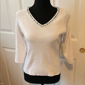 NWT Designer Originals cotton white sweater PS